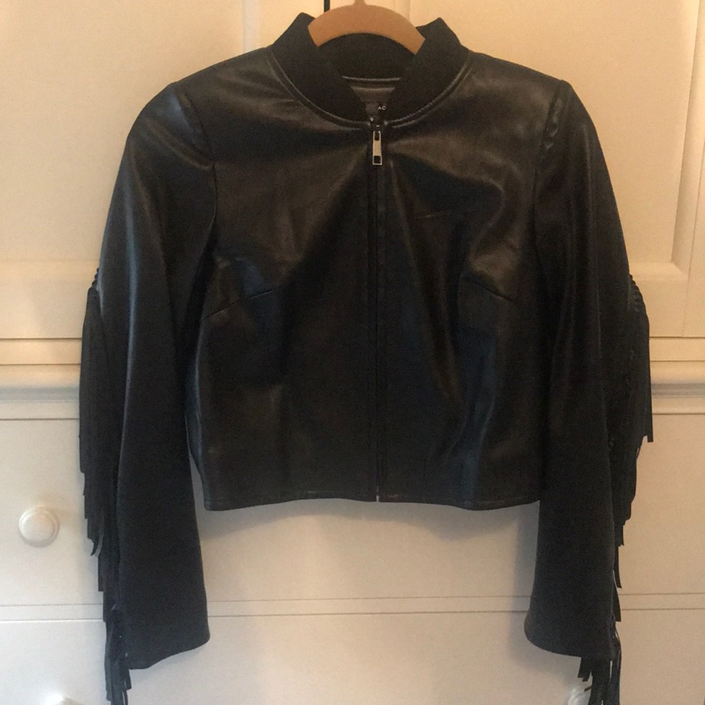 Aqua Fringe Leather Jacket